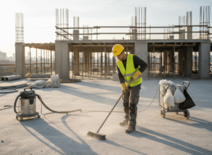 Firefly Gemini Flash a Semé cleaner worker working on the building site